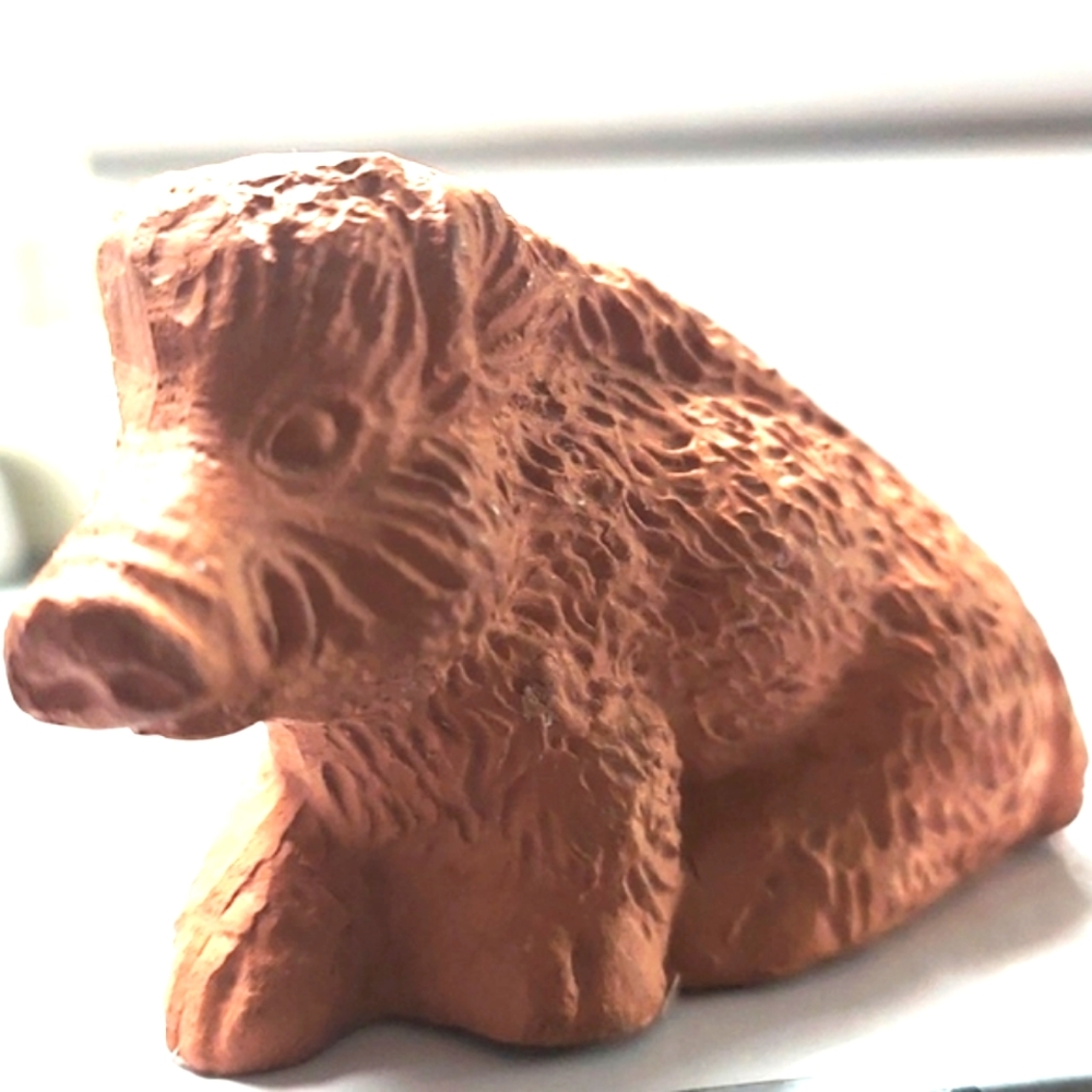 Handcrafted Vintage Ceramic Clay Wild Boar Pig Tuscany Italy
